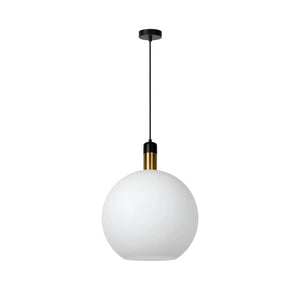 B-Ware Lucide Hängelampe Pendelleuchte Julius ø40cm Opal Gold Schwarz Metall Textil