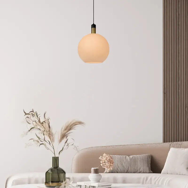 B-Ware Lucide Hängelampe Pendelleuchte Julius ø40cm Opal Gold Schwarz Metall Textil  - 5411212343482