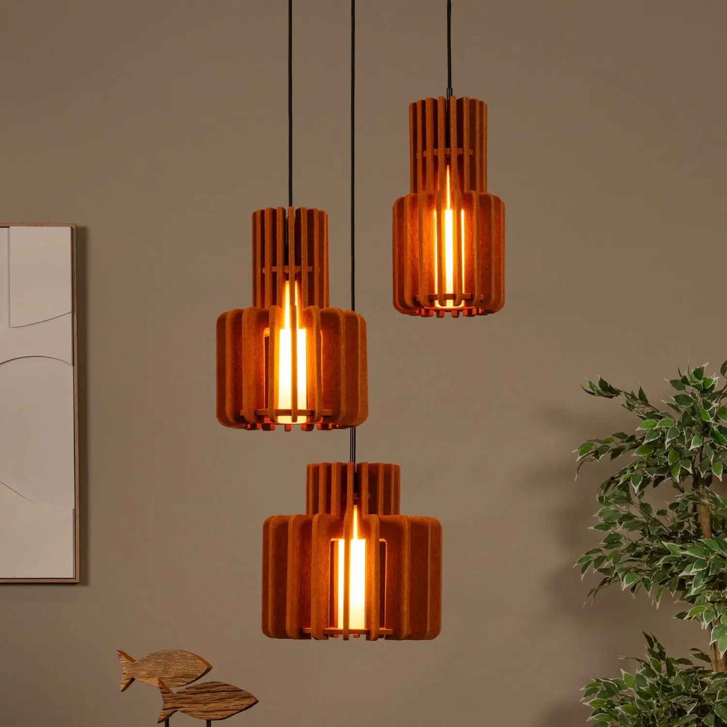 B-Ware Lucide Hängelampe Pendelleuchte Rollo Terrakotta Glas Beleuchtung Siehe Text - 5411212452818