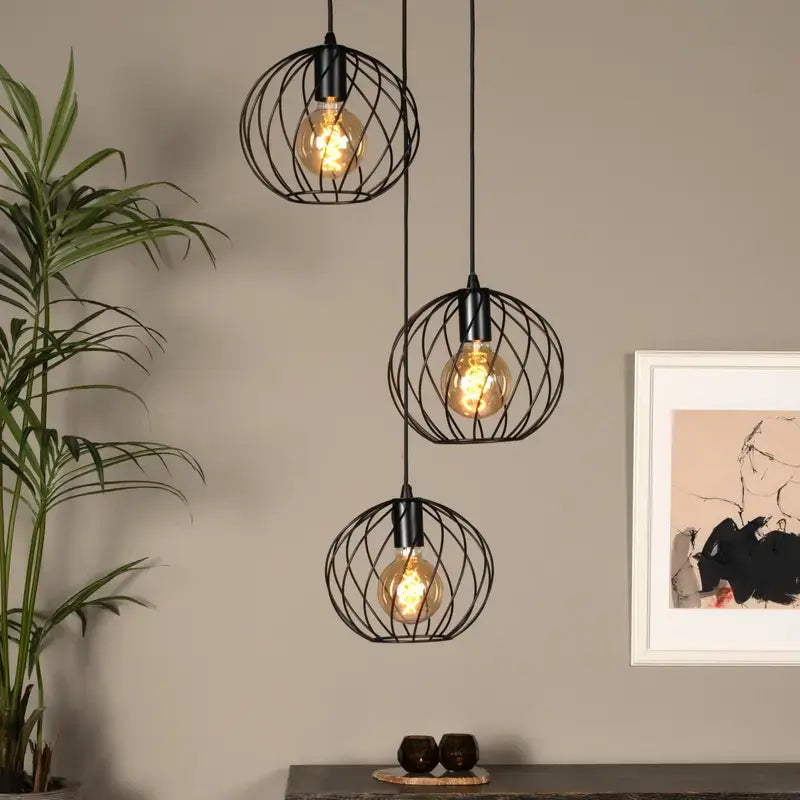 B-Ware Lucide Hängeleuchte Pendellampe Danza Schwarz Metall Rund 3 Flg Leuchte - 5411212211576
