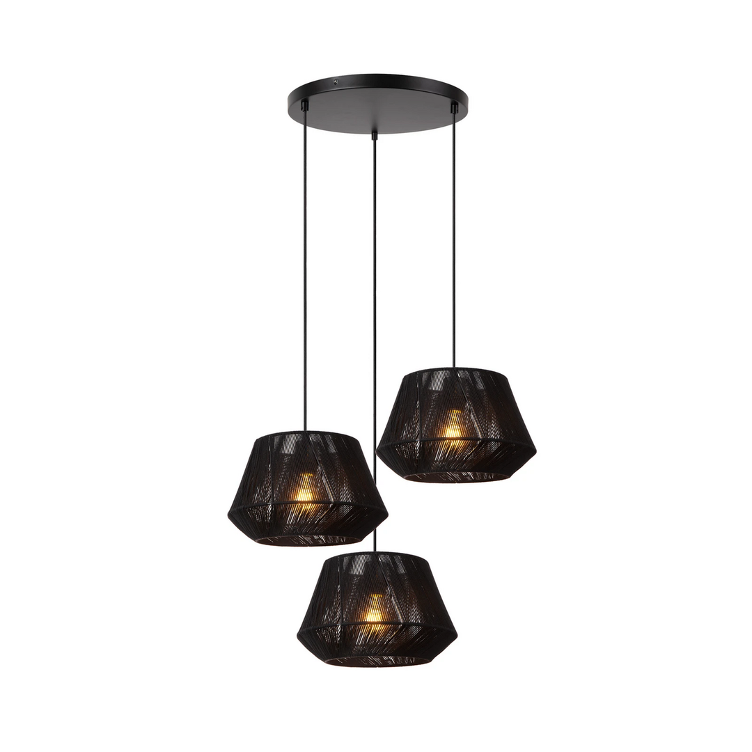 Lucide Hängeleuchte Jessica 3 Flammig Schwarz ø 30 Cm Baumwolle Deckenlampe B-Ware