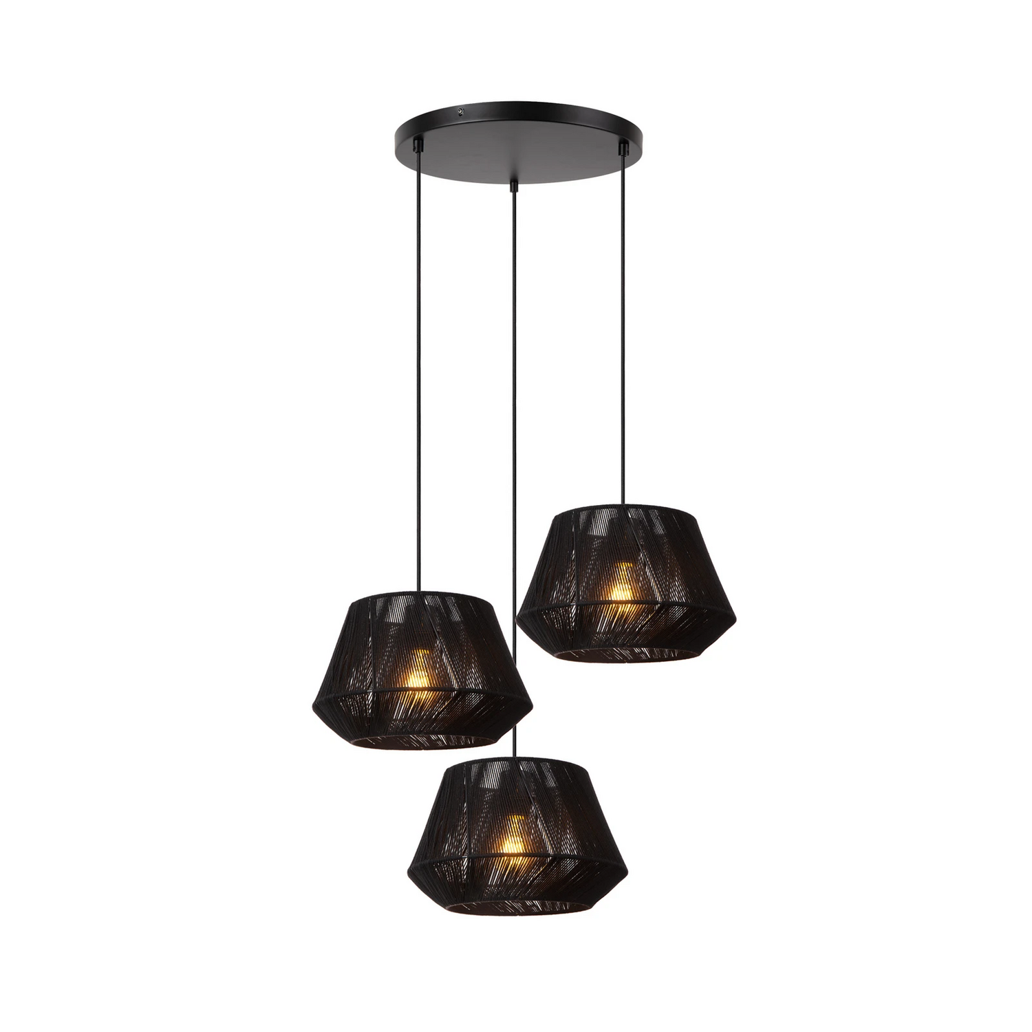Lucide Hängeleuchte Jessica 3 Flammig Schwarz ø 30 Cm Baumwolle Deckenlampe B-Ware
