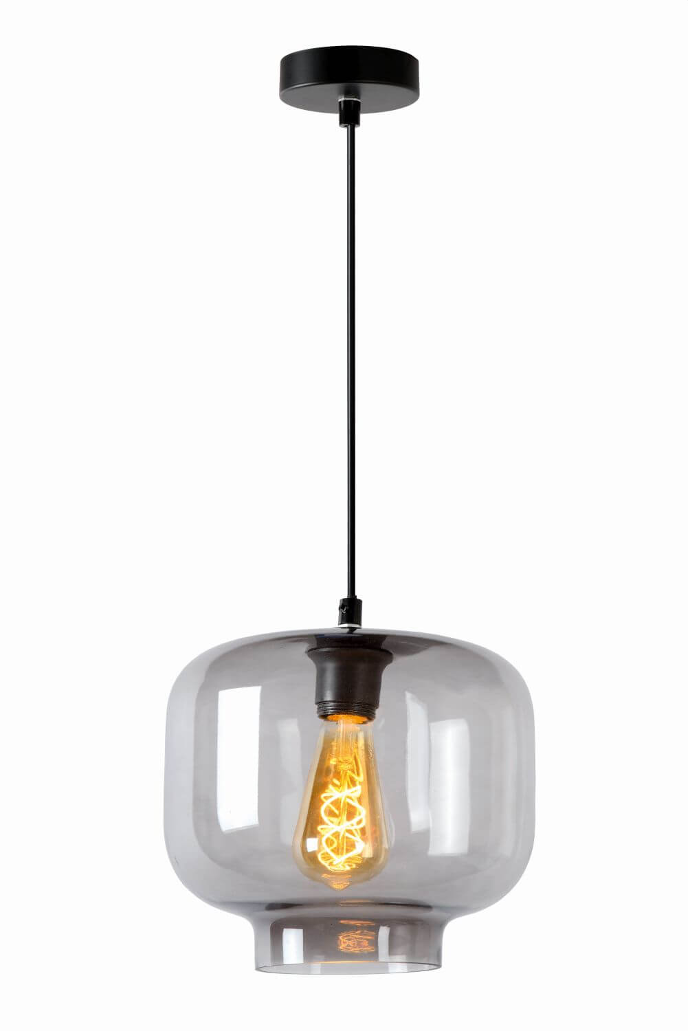 Lucide Hängeleuchte Pendelleuchte Medine Glas Rauchgrau Ø 25 cm E27 LED Lampe - 5411212460554