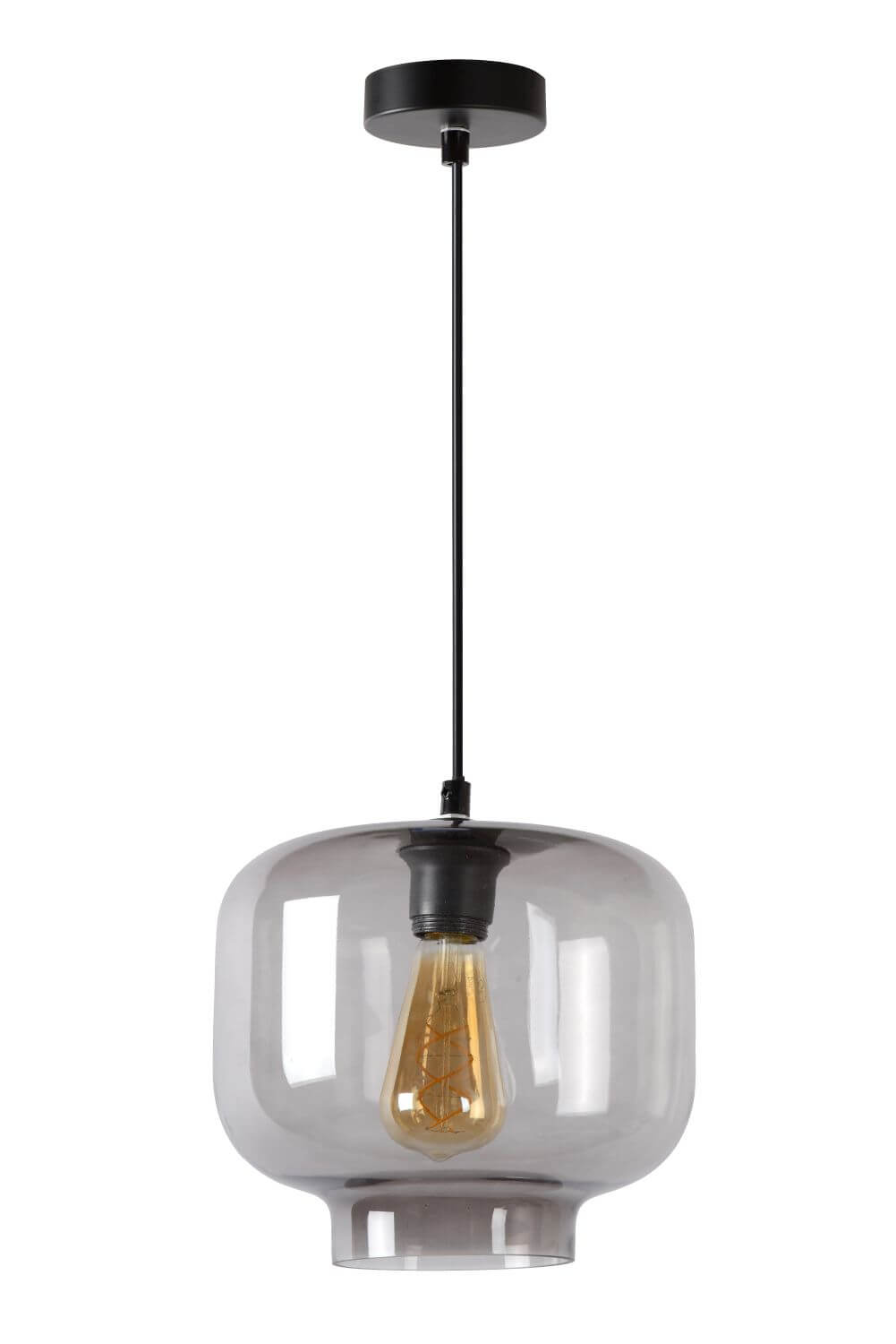Lucide Hängeleuchte Pendelleuchte Medine Glas Rauchgrau Ø 25 cm E27 LED Lampe - 5411212460554