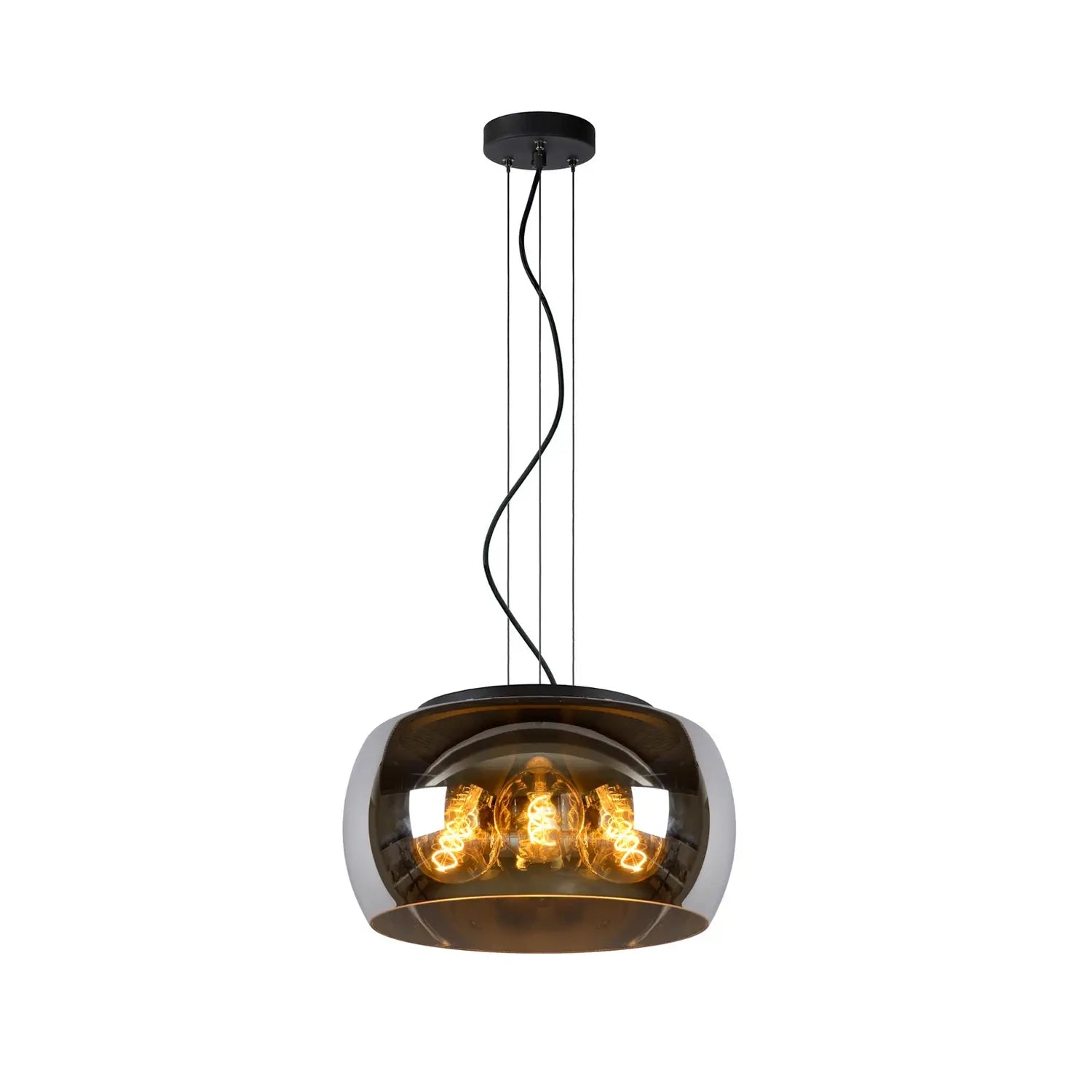 B-Ware Lucide Hängeleuchte Pendelleuchte Olivia Glas Rauchgrau Schwarz E27 Led ø 40 Cm - 5411212452092