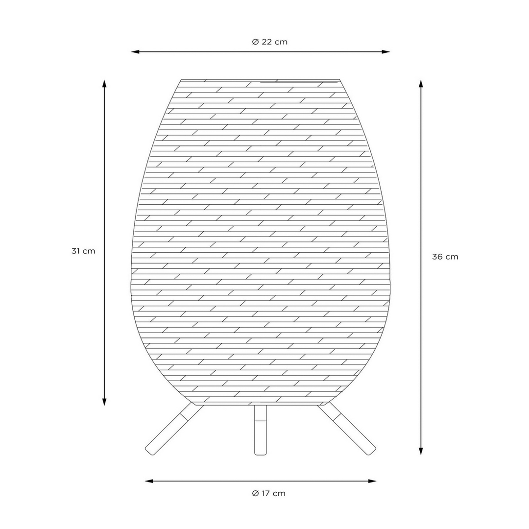 Lucide Led Außentischleuchte Tischlampe Lampe Akku Holz Schwarz Touchdimmer 36cm B-Ware - 5411212031839