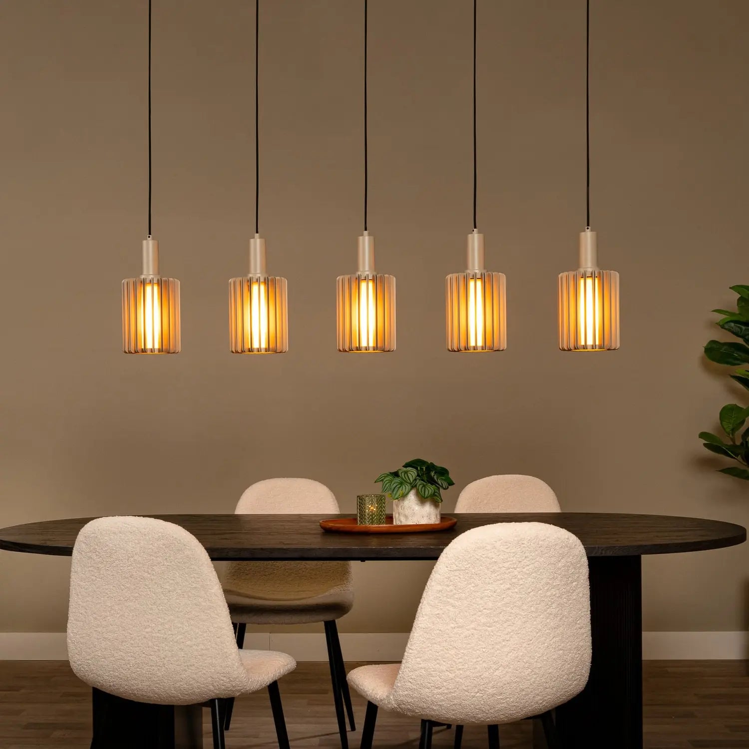B-Ware Lucide Pendellampe Hängeleuchte Lambres Glas Metall Taupe 5 Flammig E27 Led - 5411212452979