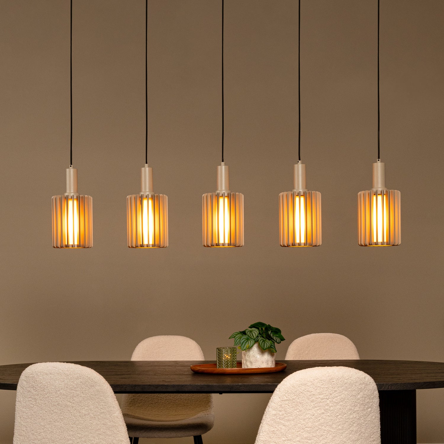 B-Ware Lucide Pendellampe Hängeleuchte Lambres Glas Metall Taupe 5 Flammig E27 Led - 5411212452979