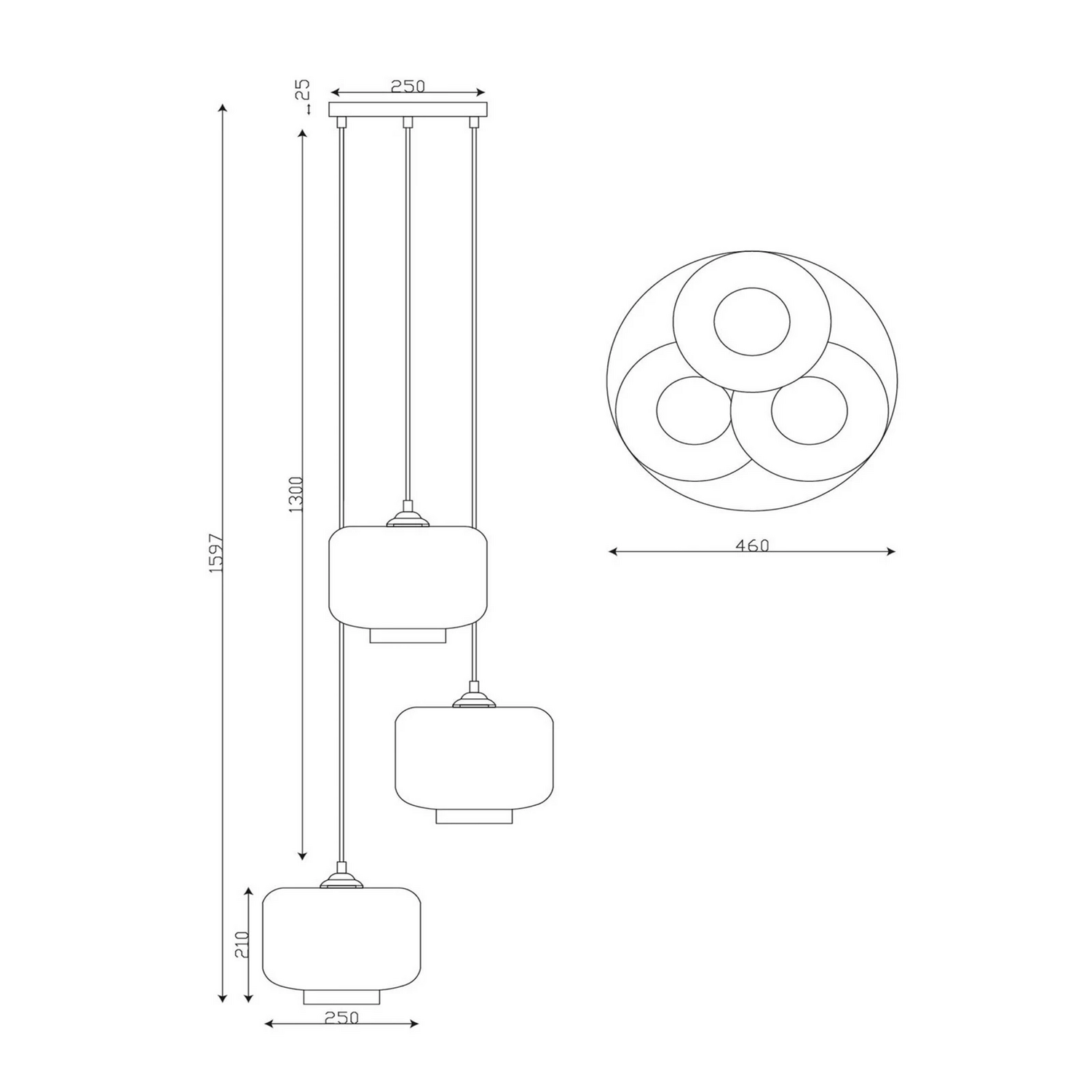 Lucide Pendelleuchte Medine Rauchgrau ø 46 Cm Glas 3 Flammig Deckenlampe Lampe B-Ware