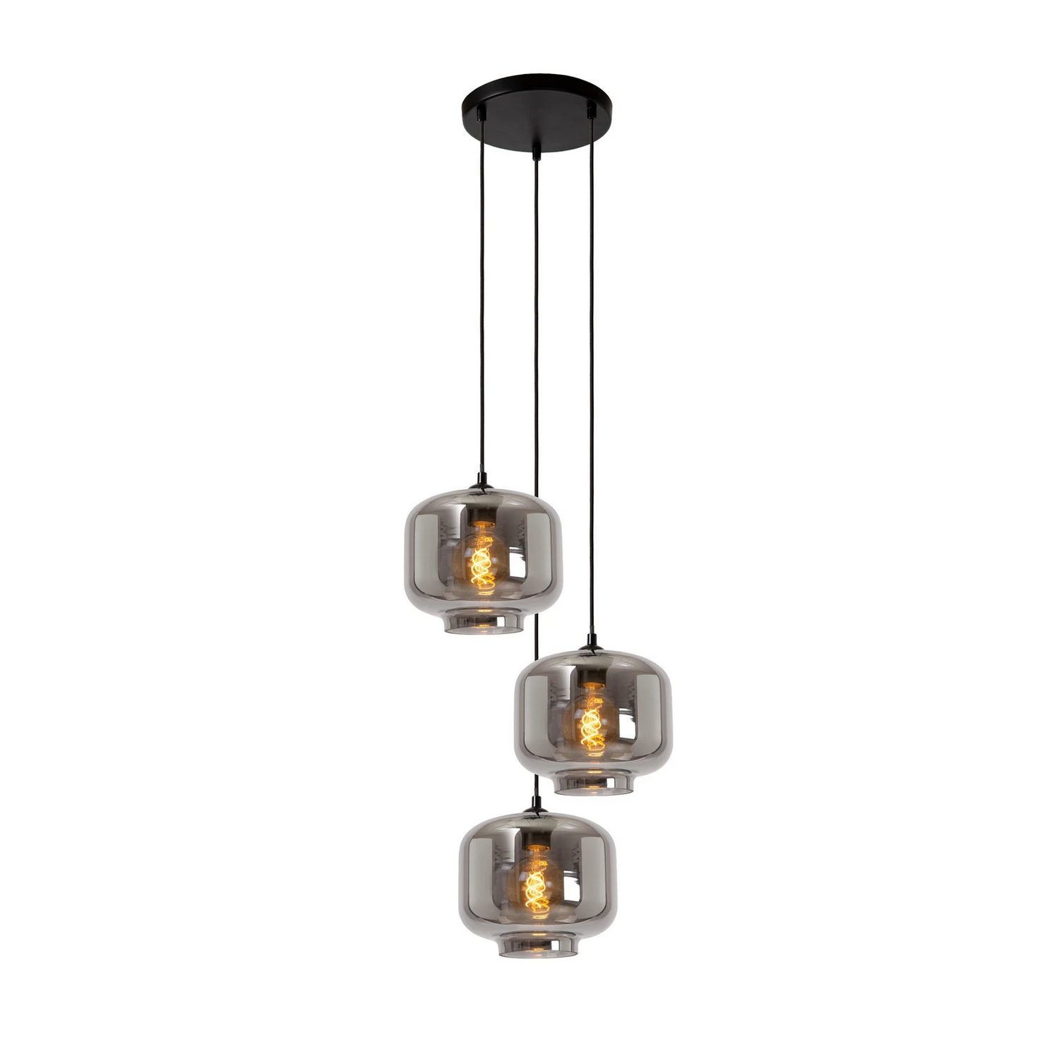 Lucide Pendelleuchte Medine Rauchgrau ø 46 Cm Glas 3 Flammig Deckenlampe Lampe B-Ware