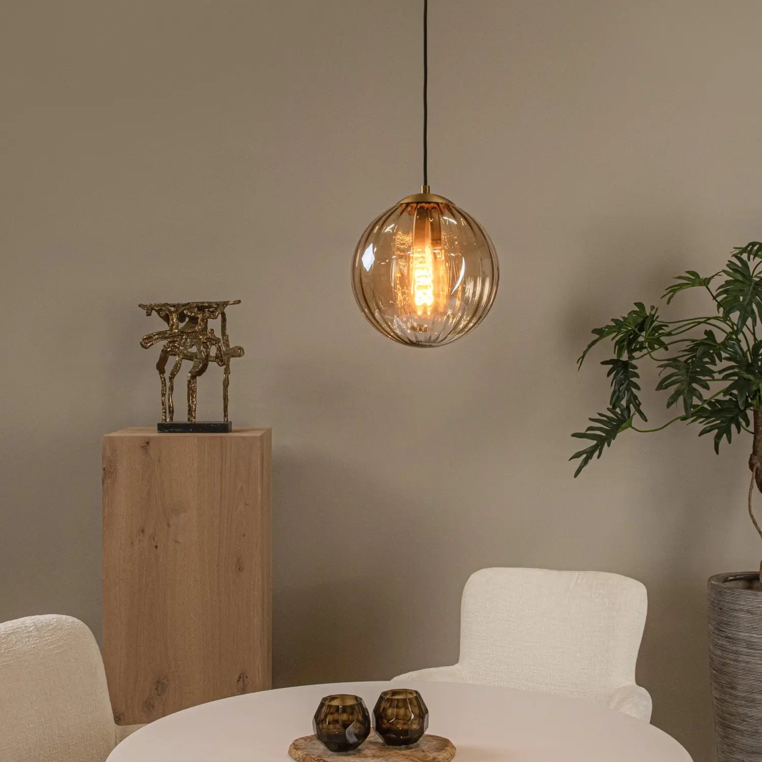 B-Ware Lucide Pendelleuchte Hängelampe Monsaraz Glas Amber 1 Flammig E27 Led ø 25 Cm - 5411212452405