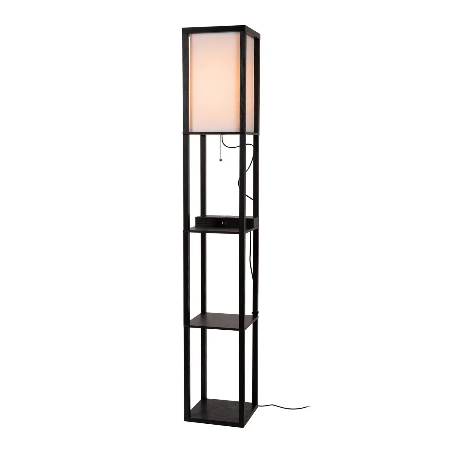 B-Ware Lucide Stehleuchte Stehlampe Menno Schwarz Holz Wireless Charger Baumwolle - 5411212441607
