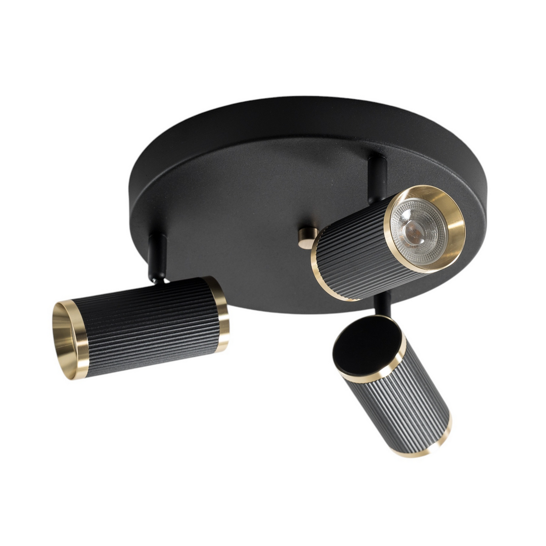 Lume Deckenspot Lampe Spot Schwarz Messing Eisen 3 Flammig Rund Beleuchtung B-Ware - 8698525682843