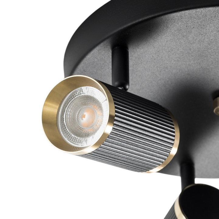Lume Deckenspot Lampe Spot Schwarz Messing Eisen 3 Flammig Rund Beleuchtung B-Ware - 8698525682843