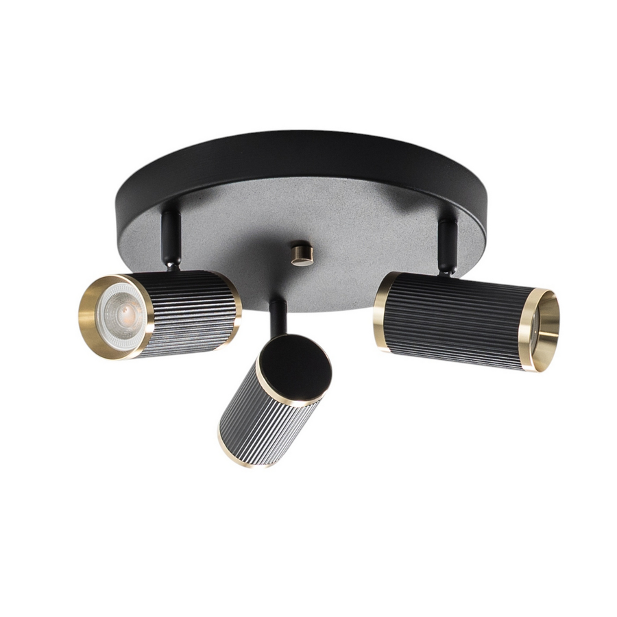 Lume Deckenspot Lampe Spot Schwarz Messing Eisen 3 Flammig Rund Beleuchtung B-Ware - 8698525682843