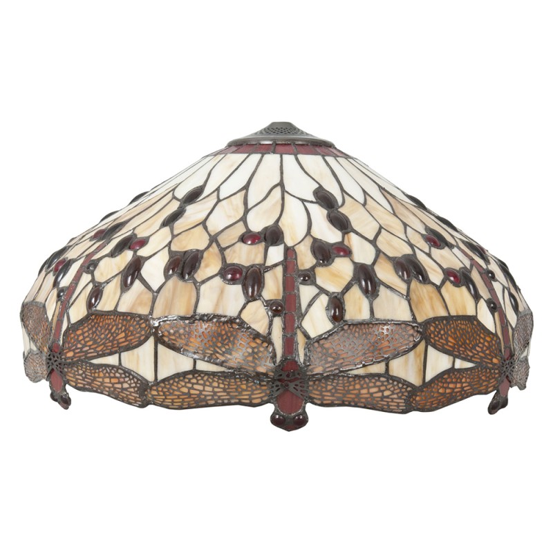 LumiLamp Lampenschirm Schirm Tiffany Glas Libelle Ø49x28 cm Braun Beige - 8717459231108