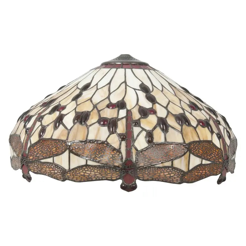 B-Ware Lumi Lamp Lampenschirm Schirm Tiffany Glas Libelle ø49x28 Cm Braun Beige  - 8717459231108