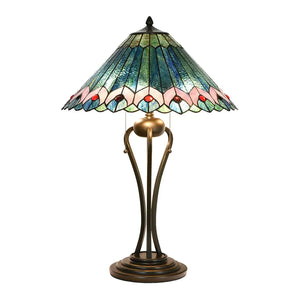 B-Ware Lumi Lamp Tischleuchte Tischlampe Tiffany Glas Grün Rosa Dreieck Vintage Deko