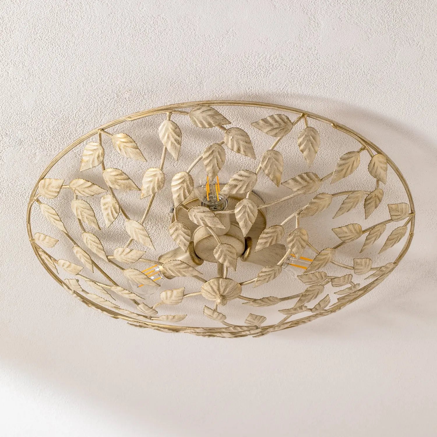 B-Ware Luminex Deckenleuchte Arion Lampe Creme Gold Patiniert ø 63 Cm Stahl Siehe Text - 5907565992410