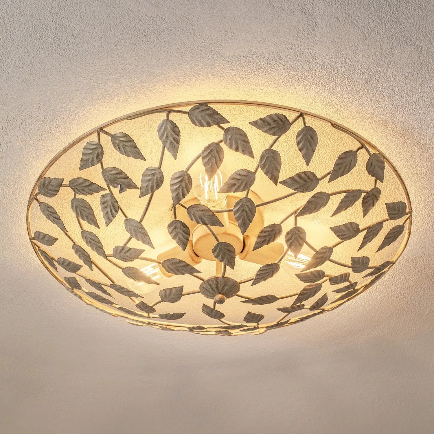 B-Ware Luminex Deckenleuchte Arion Lampe Creme Gold Patiniert ø 63 Cm Stahl Siehe Text - 5907565992410