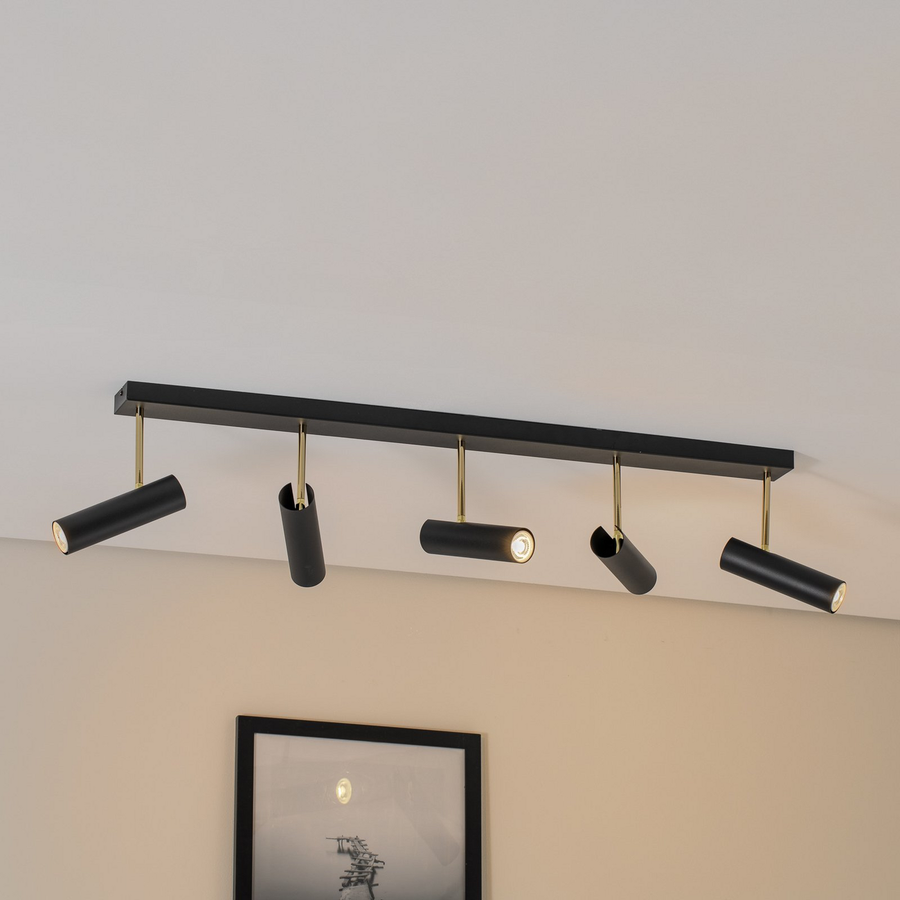 Luminex Deckenleuchte Lampe Axion Leuchte Led 5 Flammig Stahl Schwarz Gold Gu10 B-Ware - 5907565943191