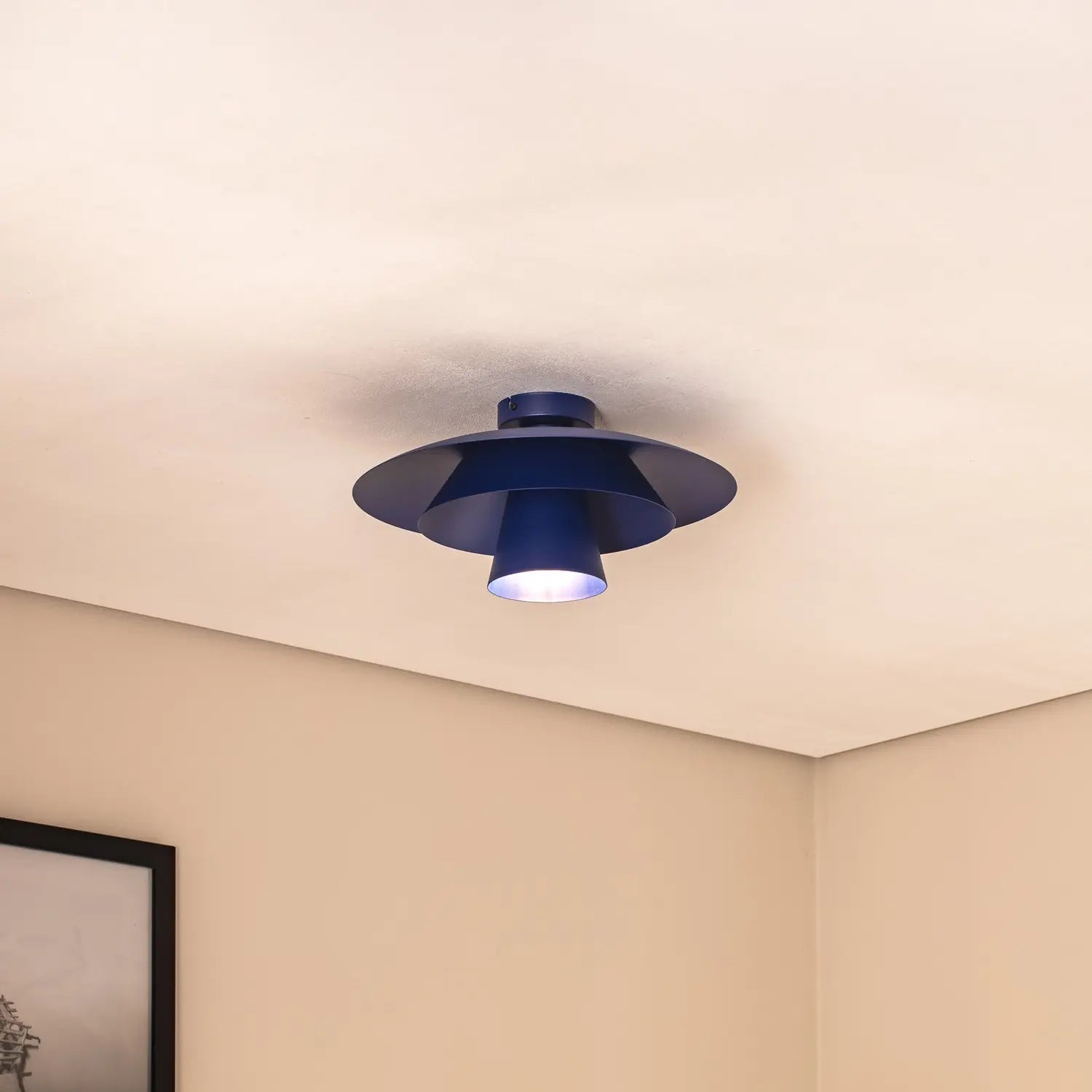 B-Ware Luminex Deckenleuchte Hängelampe Plato Dunkelblau Metall E27 38 Cm Dimmbar - 5907565945010