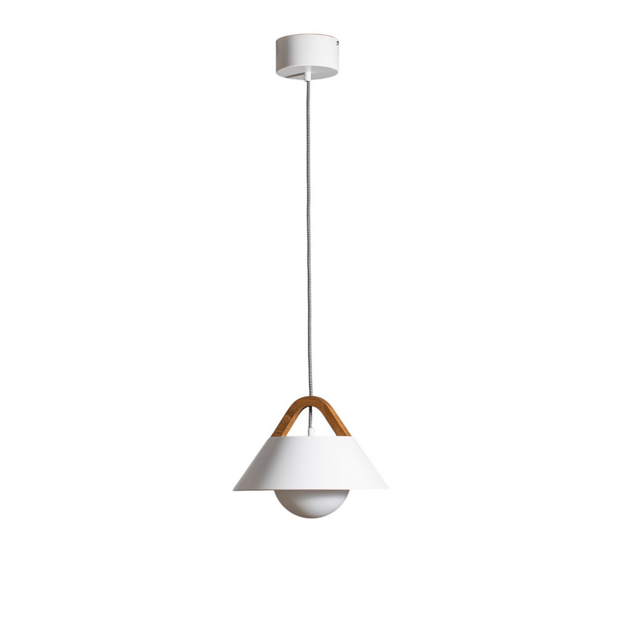 Luminex Hängelampe Pendelleuchte Funda Braun Weiß ø 30 Cm Stahl Holz Glas Lampe B-Ware - 5907565935059
