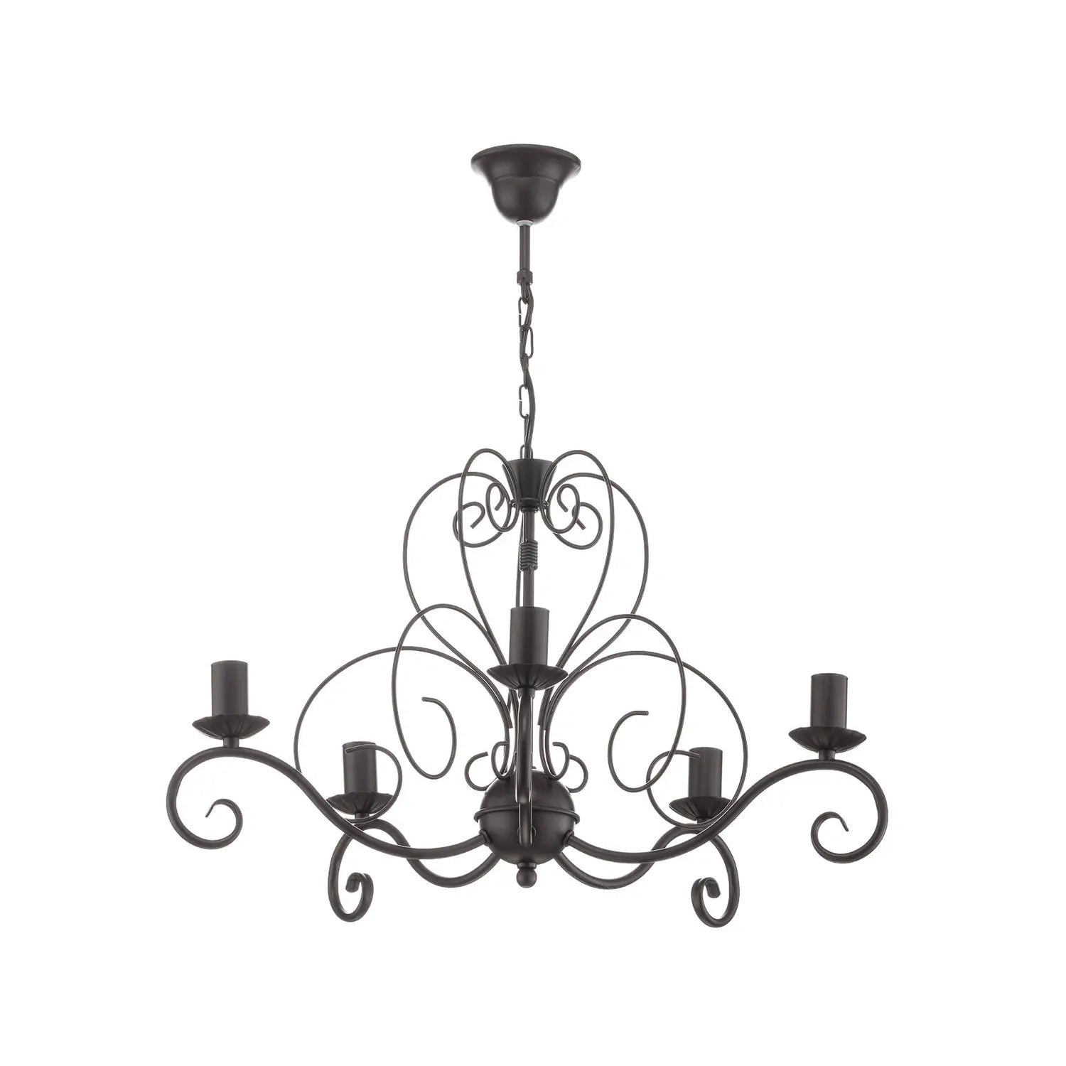B-Ware Luminex Kronleuchter Deckenleuchte Mauro Leuchte Fünfflammig Schwarz Metall E14 - 5907565957815