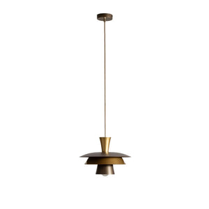 B-Ware Luminex Pendellampe Hängelampe Plato Titanfarben Goldfarben Stahl ø 34 Cm E27