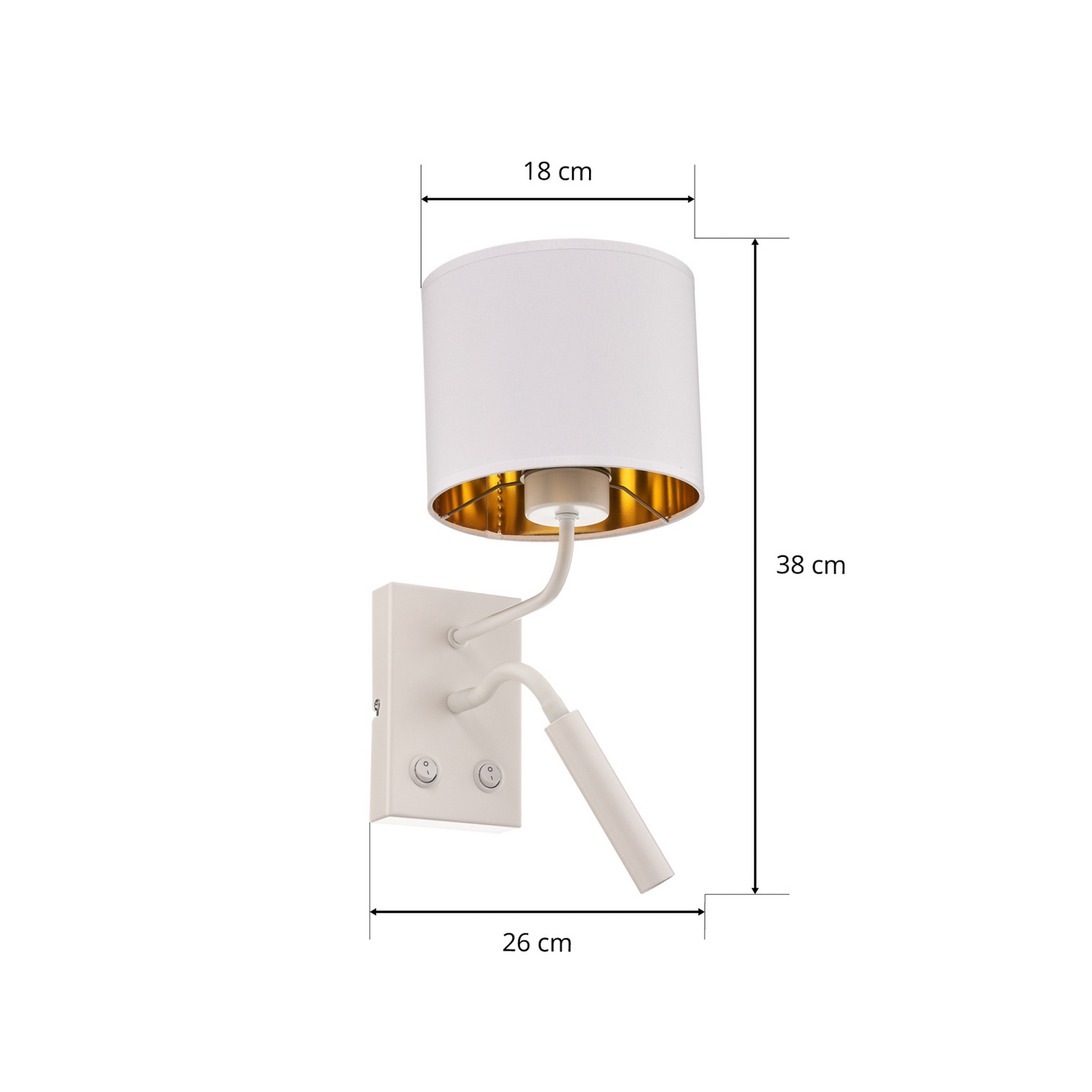 Luminex Wandleuchte Leselicht Soho Zylindrisch Weiß Gold Beleuchtung Lampe Spot B-Ware - 5907565934427