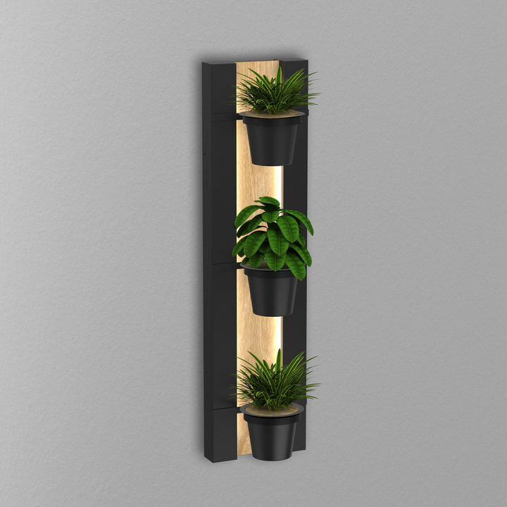 Luminex Wandleuchte Shelf Schwarz Holzfarben Stahl Holz 90cm Siehe Text/Foto B-Ware