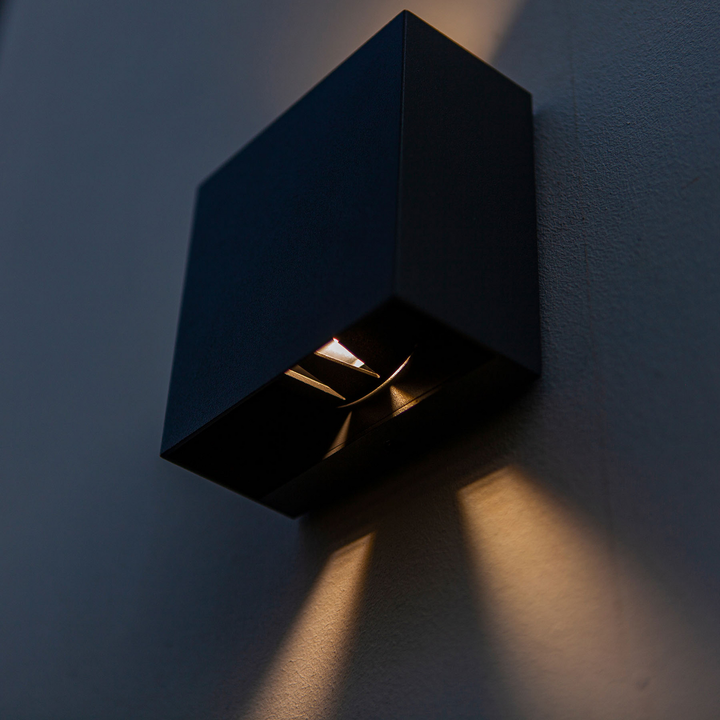 Lutec Außenwandleuchte Wandlampe Gemini Beams Led Mattschwarz Ip54 12 W 400lm B-Ware - 6939412012117