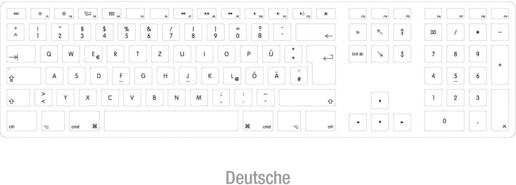 MacLand Matias MT1003AL USB-Tastatur Deutsch QWERTZ Mac Aluminium USB-Anschluss - 0833742005480