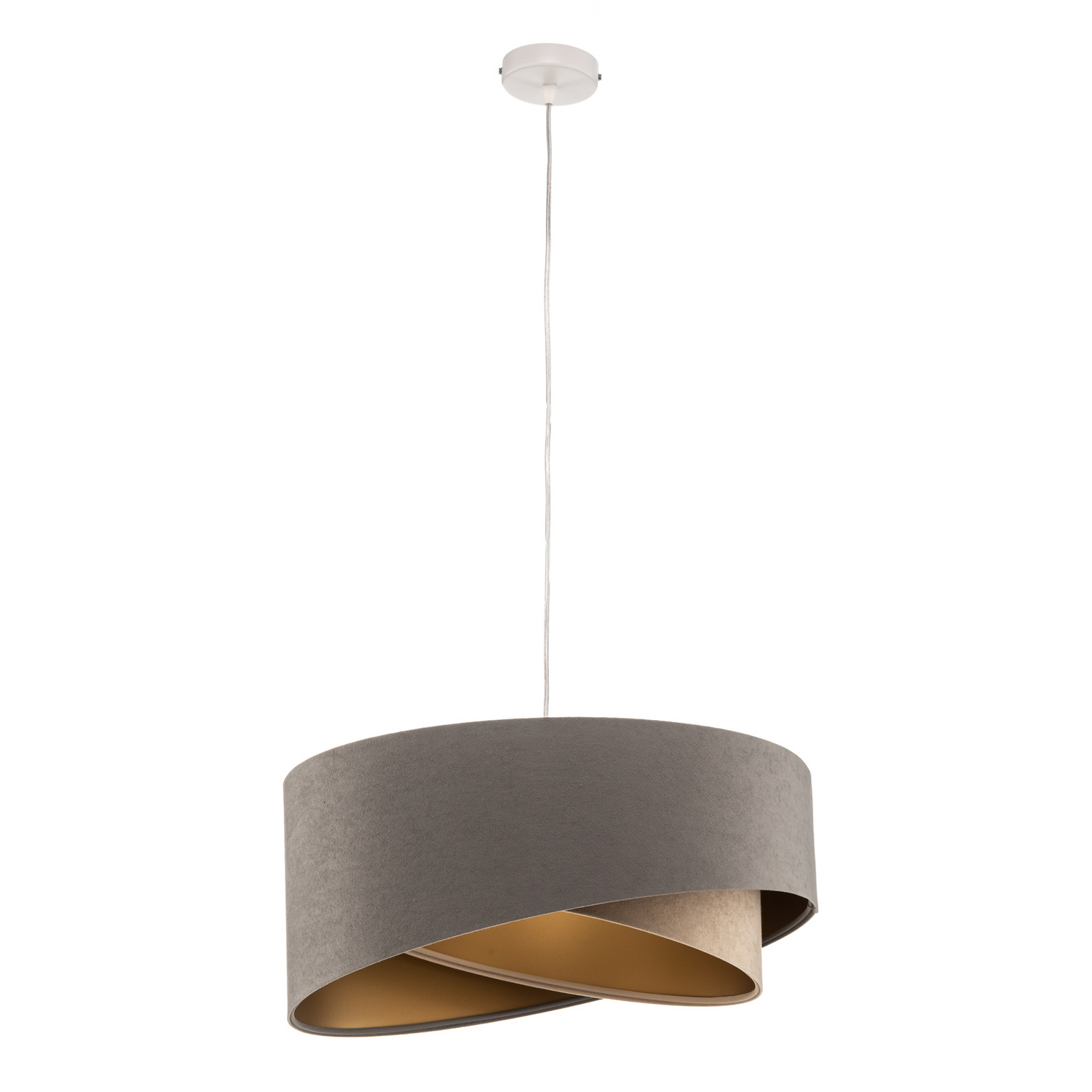 Maco Design Pendellampe Hängelampe Vivien Dreifarbig Grau Beige Gold Velours B-Ware - 5906742040029