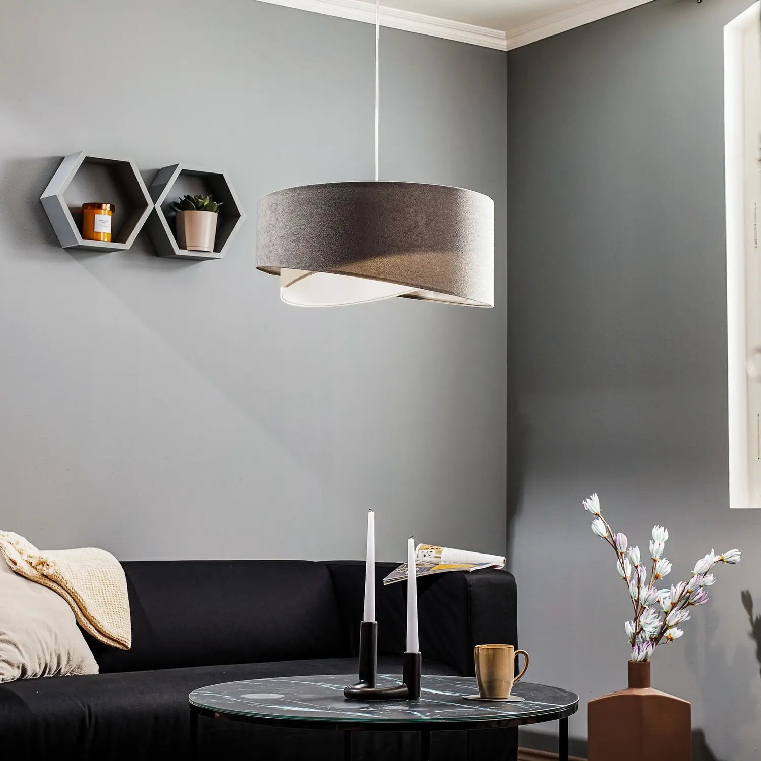 B-Ware Maco Design Pendellampe Hängelampe Vivien Lampe Grau Weiß Silber Dreifarbig - 5906742041811