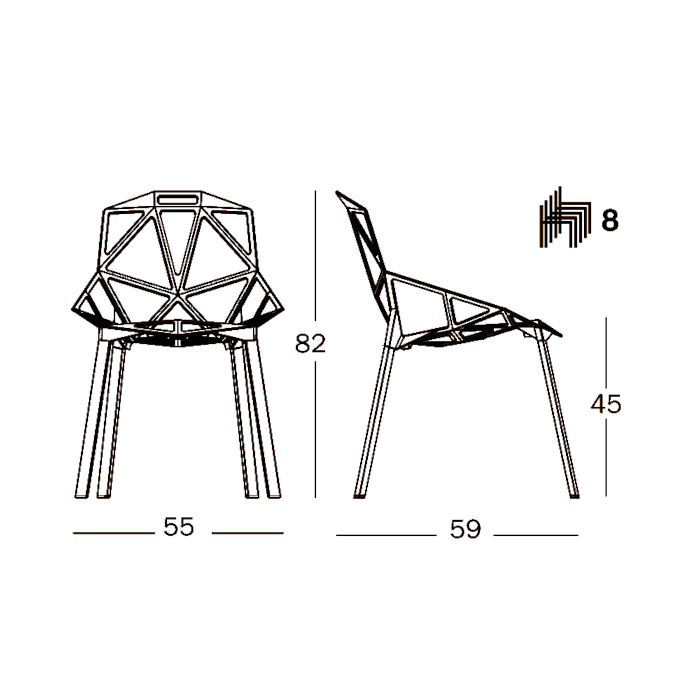 B-Ware Magis Chair One Stapelstuhl Esszimmerstuhl Stuhl Gartenstuhl Balkonstuhl Schwarz - 28051764845525