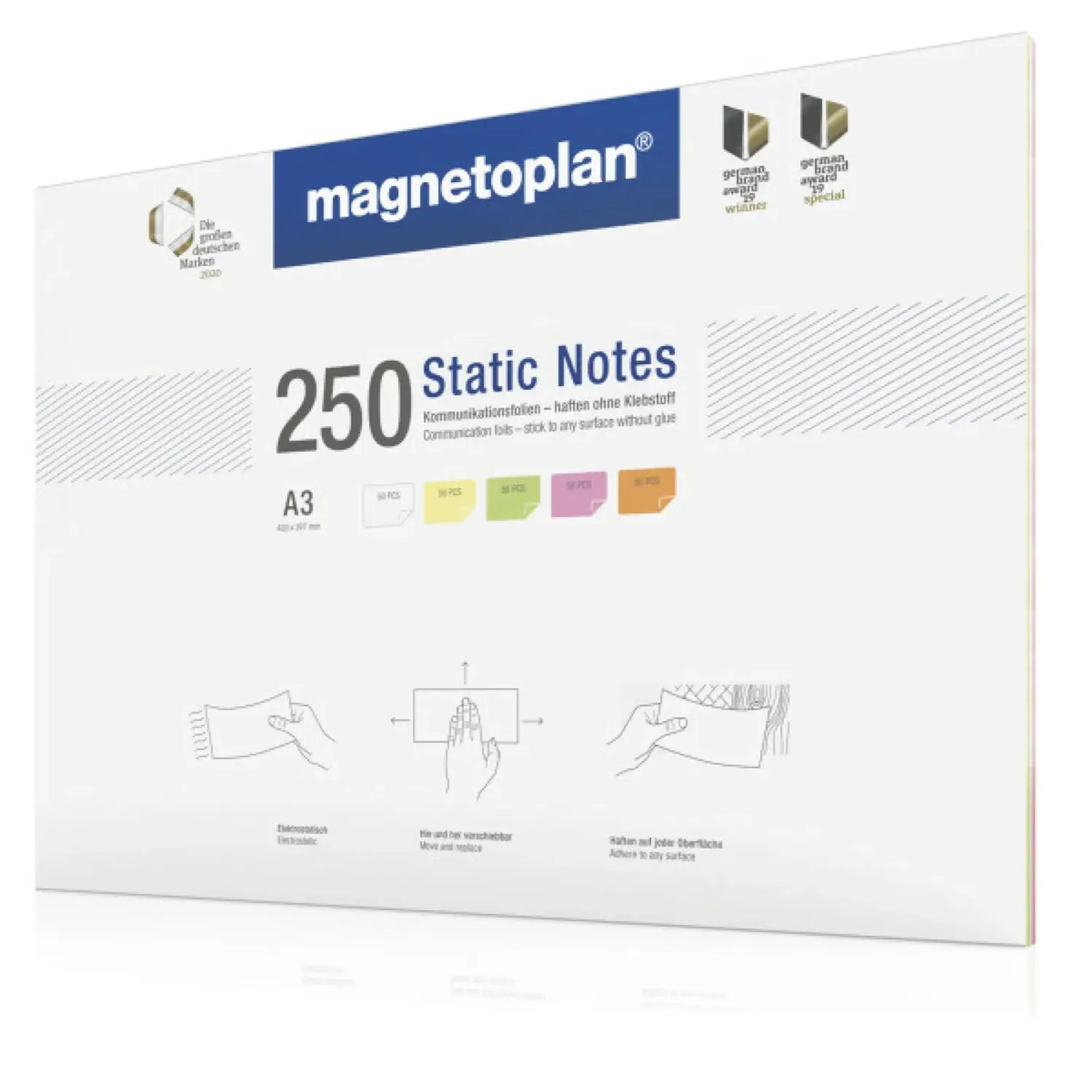 B-Ware Magnetoplan Haftnotiz Foliennotiz A3 Weiß Gelb Grün Rosa Orange 250 St 11250310