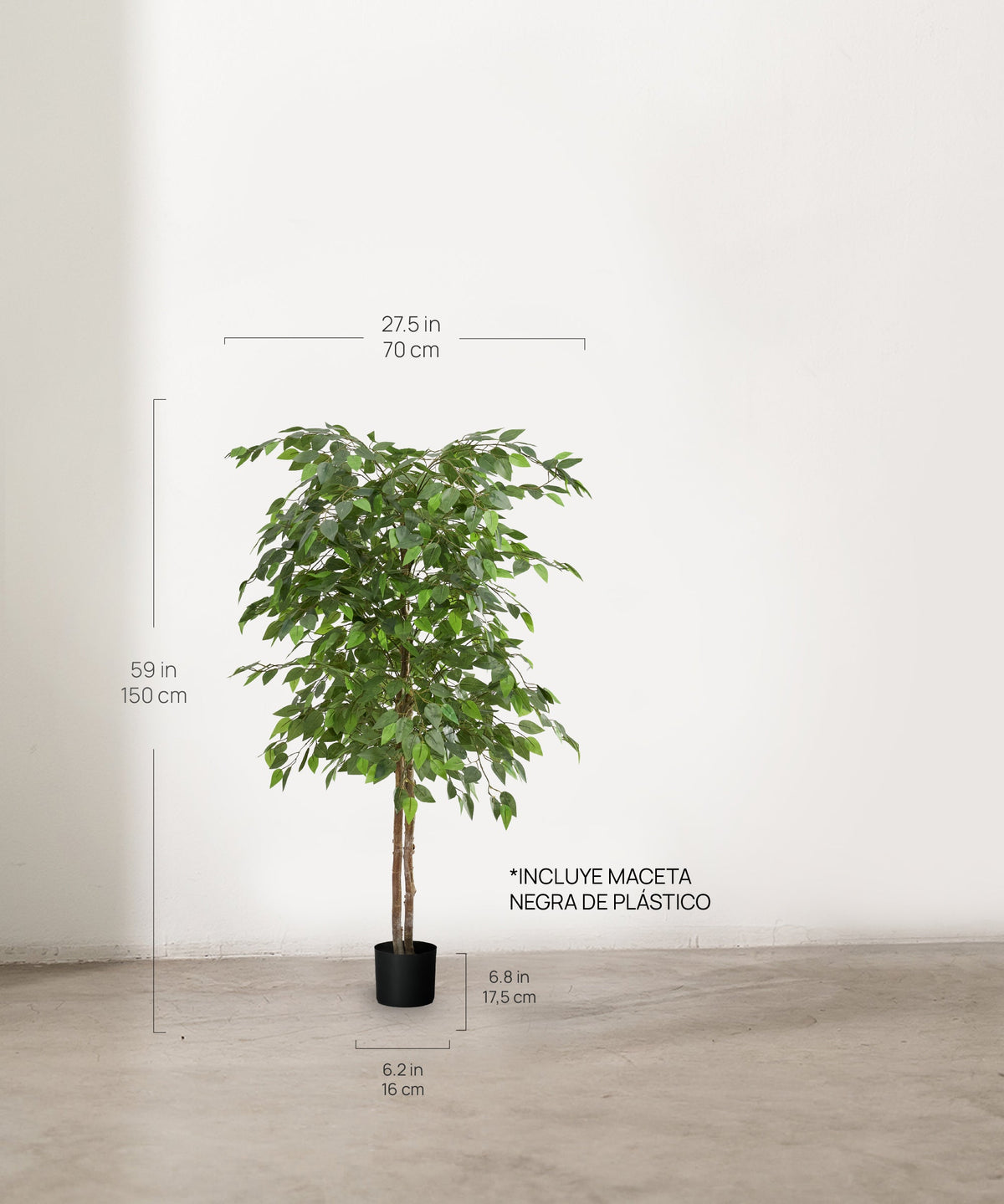 Maia Shop Künstliche 2 Baumkronen Ficus Kunstpflanze Wohnzimmer Dekoration 150cm - 8435240504483