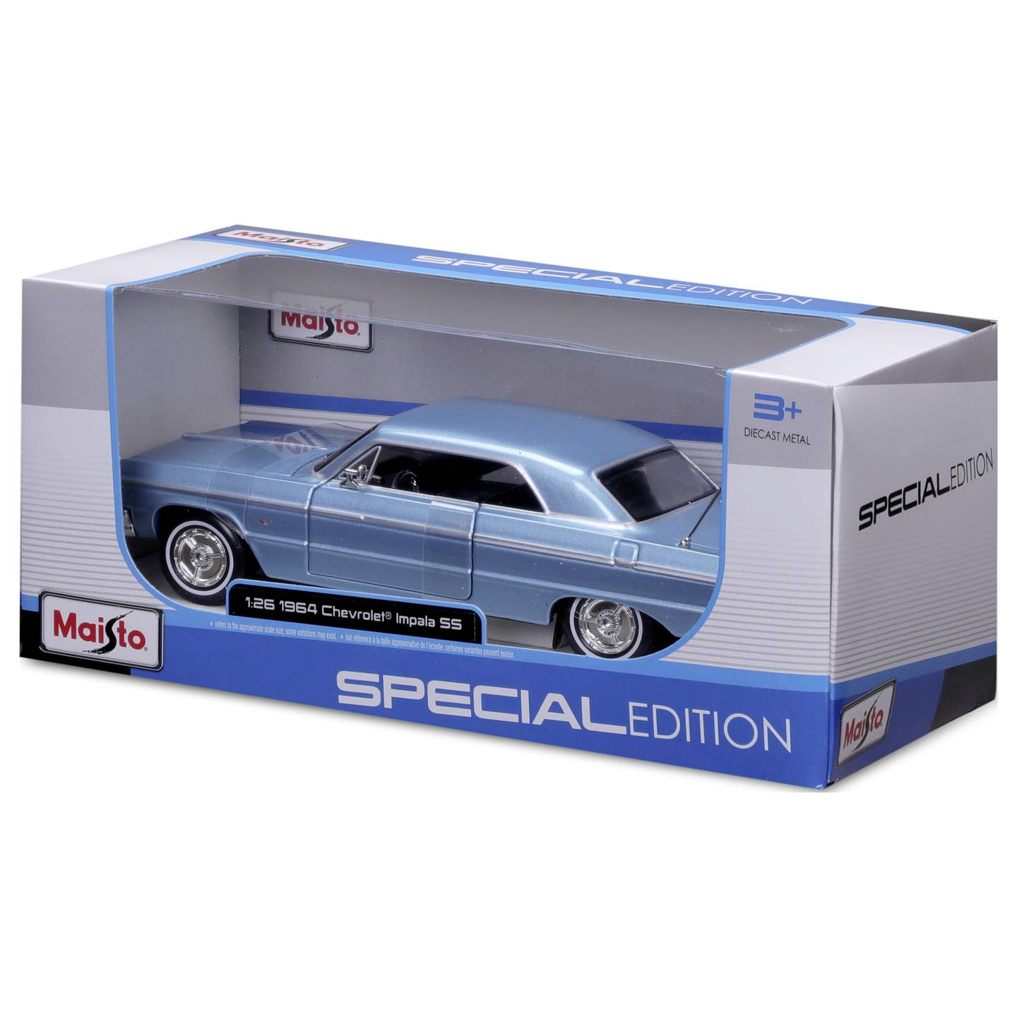 B-Ware Maisto Modellauto Fahrzeug Chevrolet Impala 1964 Blau 1:24 Oldtimer Sammler - 90159329084