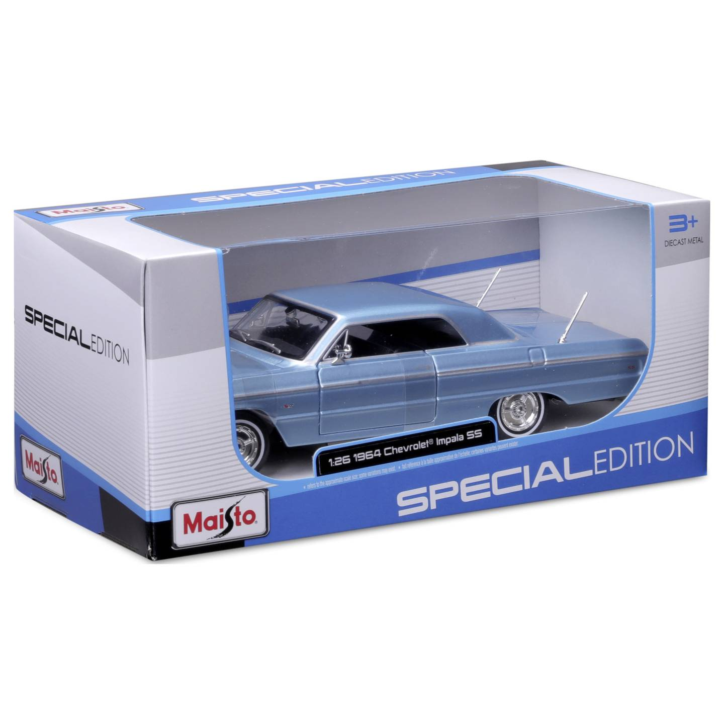 B-Ware Maisto Modellauto Fahrzeug Chevrolet Impala 1964 Blau 1:24 Oldtimer Sammler - 90159329084