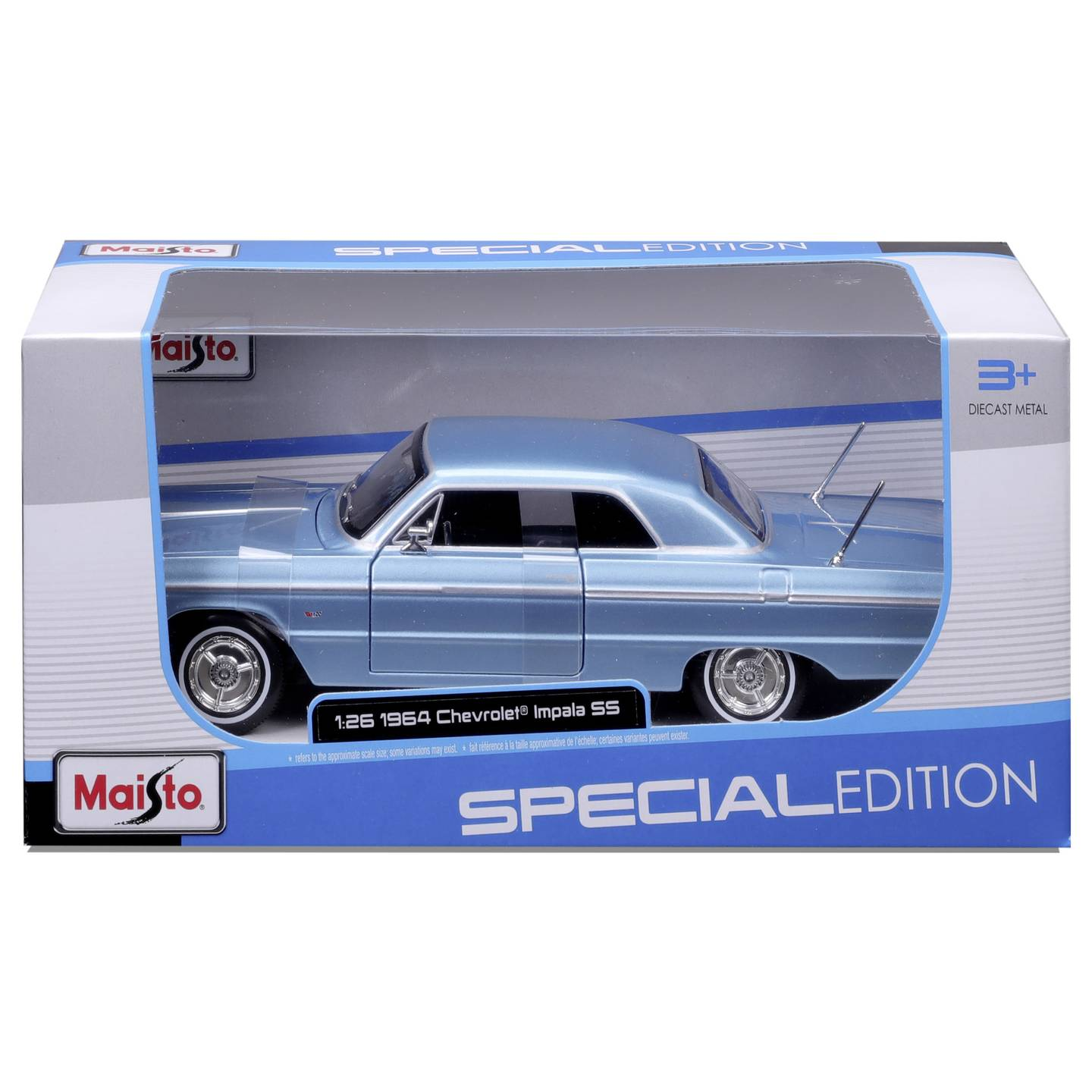 B-Ware Maisto Modellauto Fahrzeug Chevrolet Impala 1964 Blau 1:24 Oldtimer Sammler - 90159329084