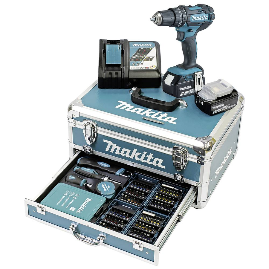 Makita 2 Gang Akku Schlagbohrschrauber Koffer Zubehör Schlagbohrer Siehe Text C-Ware - 88381748469
