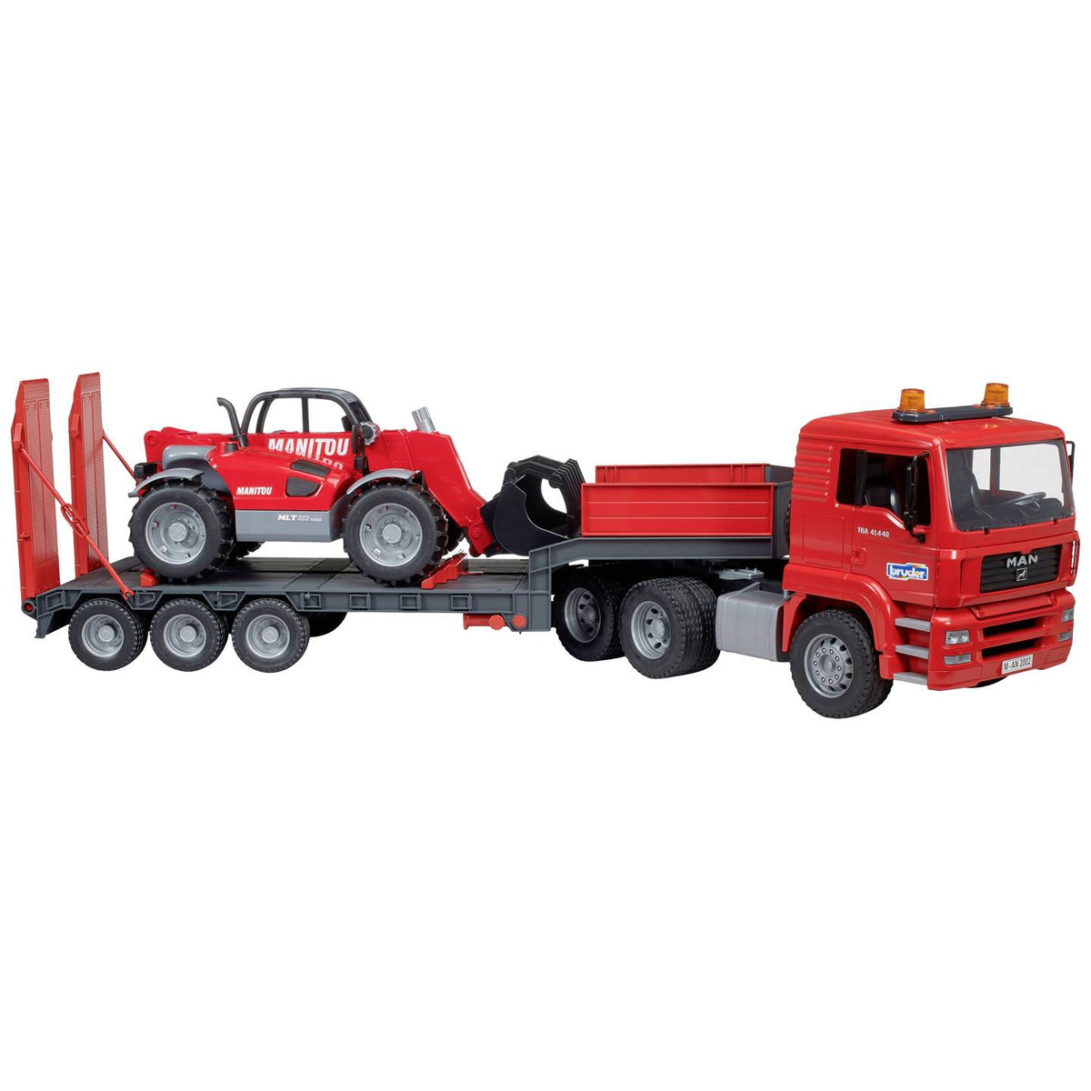 bruder MAN TGA LKW Tieflader Manitou Teleskoplader Modellbau Auto Modellbauauto - 4001702027742
