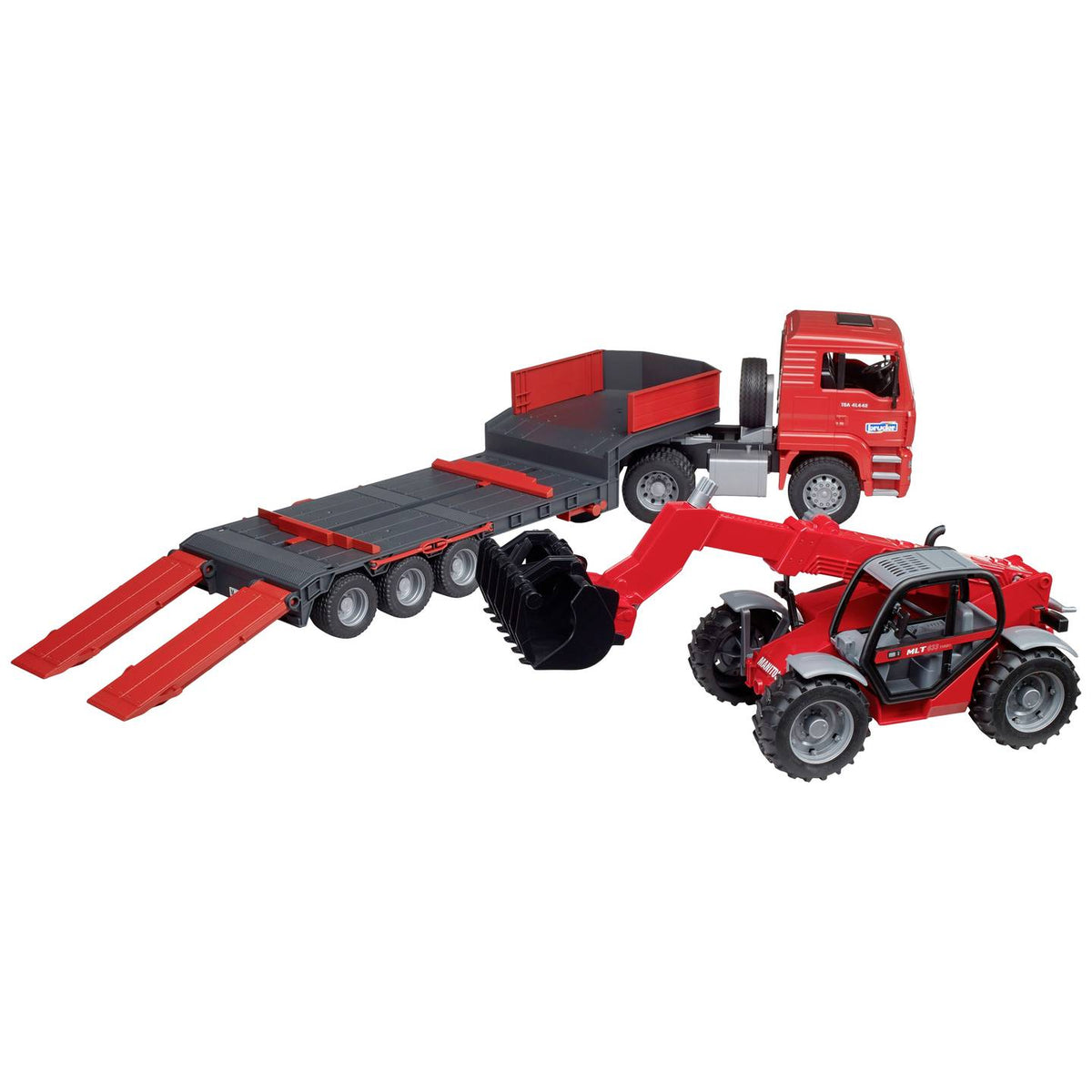bruder MAN TGA LKW Tieflader Manitou Teleskoplader Modellbau Auto Modellbauauto - 4001702027742