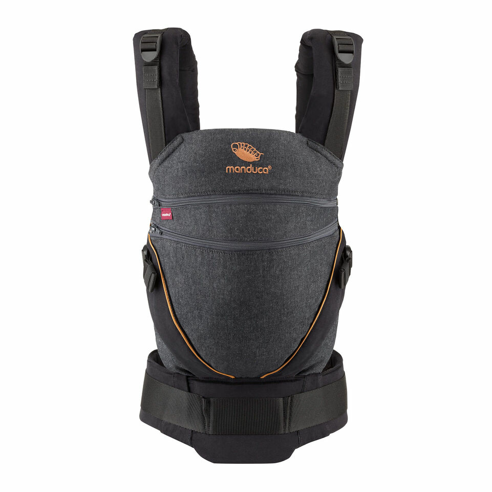 Manduca Xt Cotton Kindertrage Babytrage Bauchtrage Hüfttrage Denimblack Toffee  B-Ware - 4250371704991