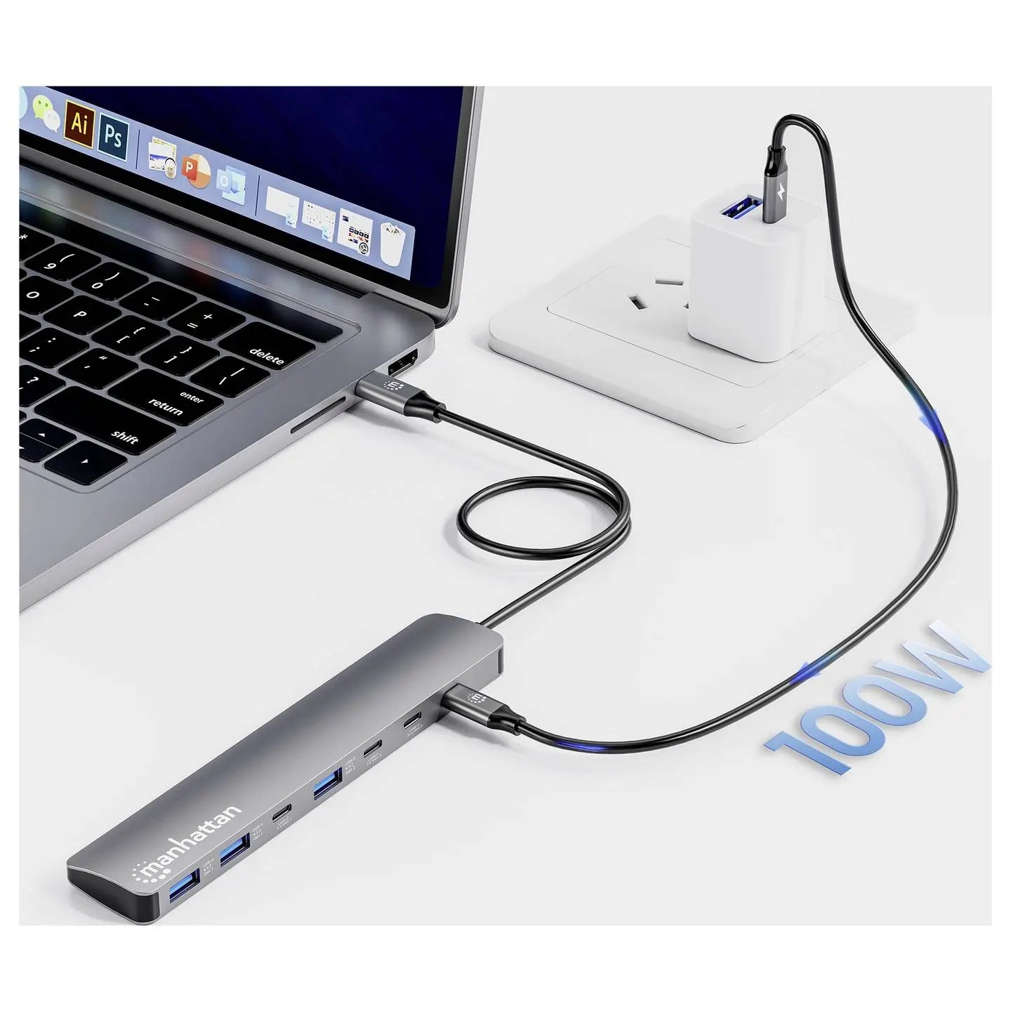 B-Ware Manhattan Usb Hub Verteiler Dockingstation 7 Port 4 X Usb C 3 X Usb A Space Grau - 766623181167