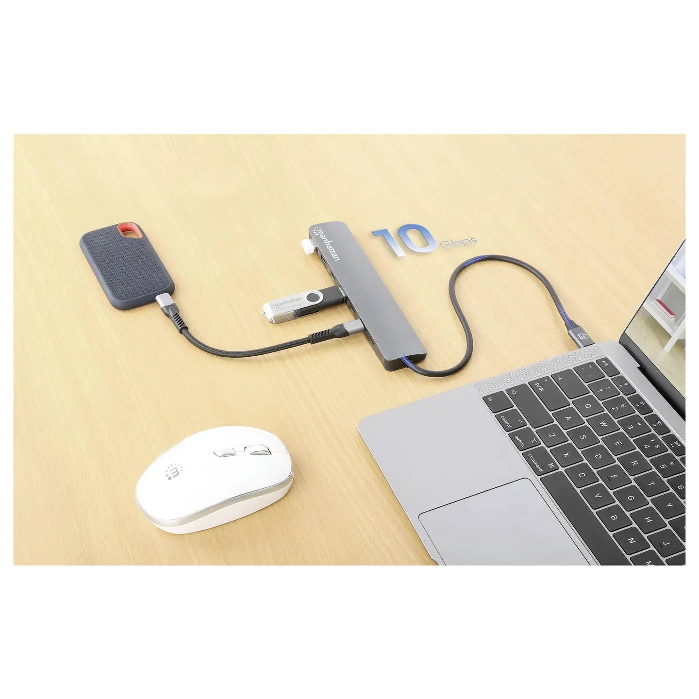 B-Ware Manhattan Usb Hub Verteiler Dockingstation 7 Port 4 X Usb C 3 X Usb A Space Grau - 766623181167