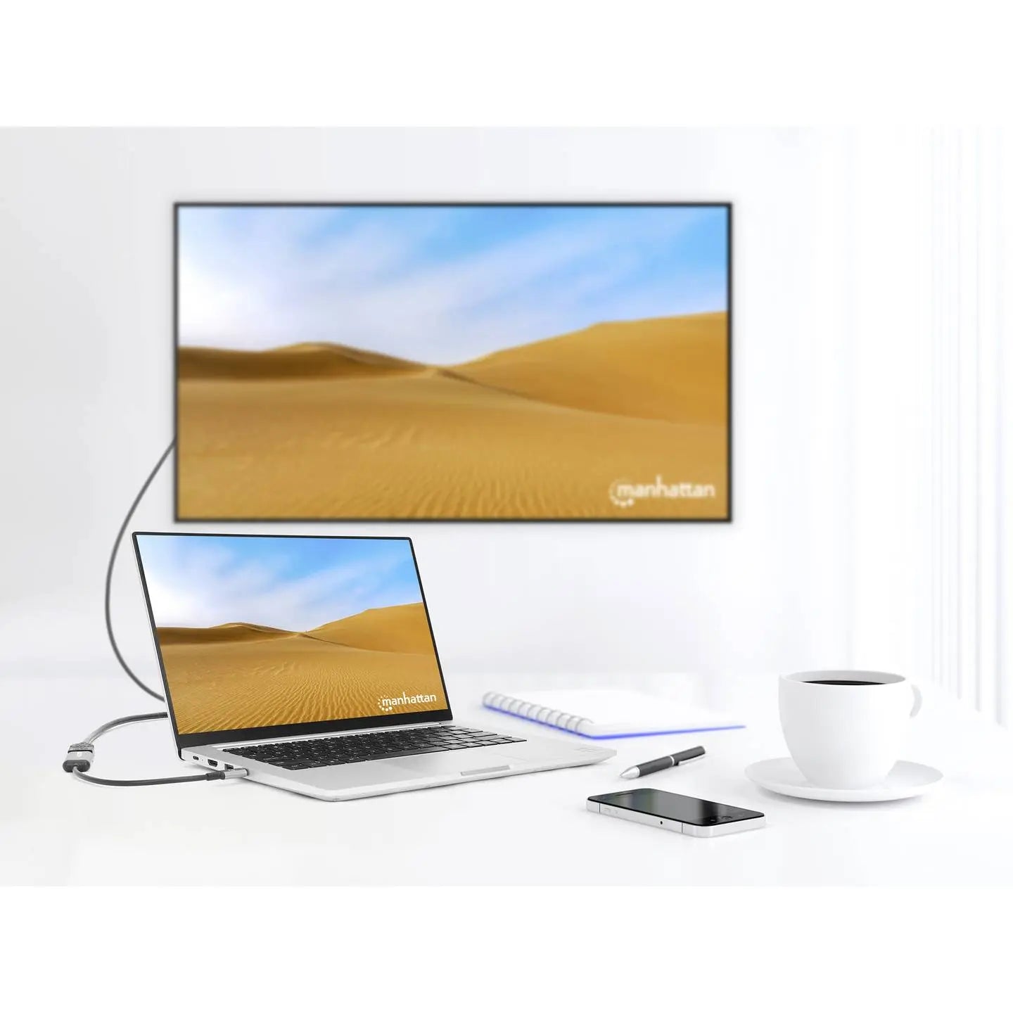 B-Ware Manhattan Adapter Verbindungskabel Usb C Hdmi Kabel Silber Videoübertragung 15cm - 766623153706