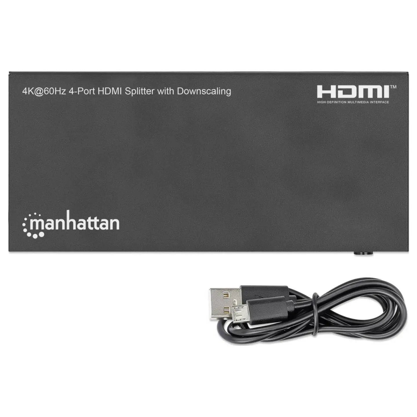 B-Ware Manhattan Hdmi Splitter Verteiler 4 Port Uhd 4 K Schwarz Hdmi Verteiler Usb - 766623208369