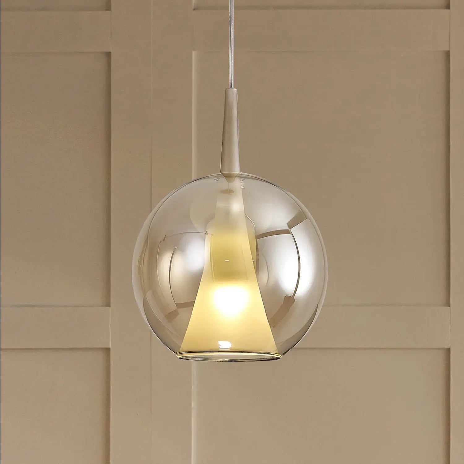 B-Ware Mantra Iluminación Pendelleuchte Hängeleuchte Elsa Glas Gold ø 25 Cm E27 Led - 8435153282553